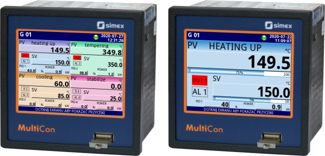 Rejestrator danych MultiCon posiada funkcję widoku regulatorowego 4ControllerView